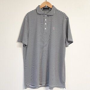 G/FORE  Feeder Stripe Tech Pique Modern Spread Collar Polo Golf Black Sz XL